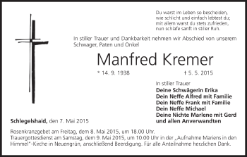 Anzeige von Manfred Kremer von MGO