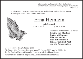 Anzeige von Erna Heinlein von MGO