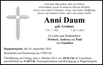 Anzeige von Anni Daum von MGO