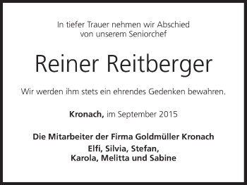 Anzeige von Reiner Reitberger von MGO