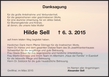 Anzeige von Hilde Sell von MGO