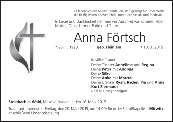 Anzeige von Anna Förtsch von MGO