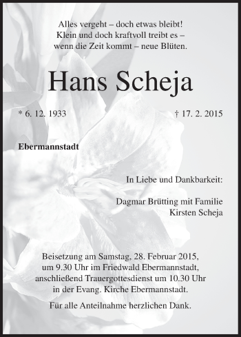 Anzeige von Hans Scheja von MGO