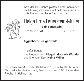 Anzeige von Helga Erna Feuerstein-Müller von MGO