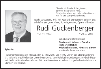 Anzeige von Rudi Guckenberger von MGO