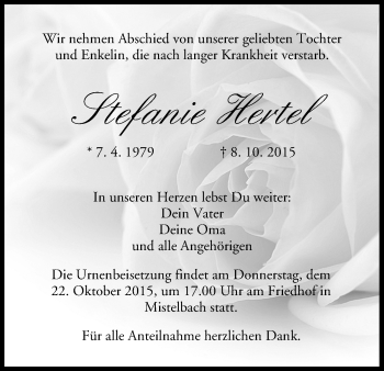 Anzeige von Stefanie Hertel von MGO