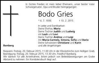 Anzeige von Bodo Gries von MGO