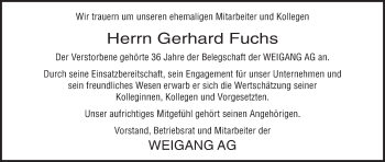 Anzeige von Gerhard Fuchs von MGO