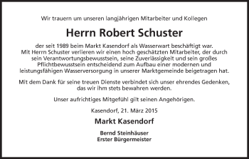 Anzeige von Robert Schuster von MGO