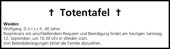 Anzeige von Totentafel vom 12.09.2015 von MGO