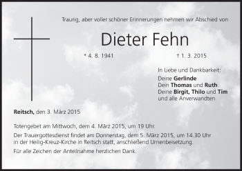 Anzeige von Dieter Fehn von MGO