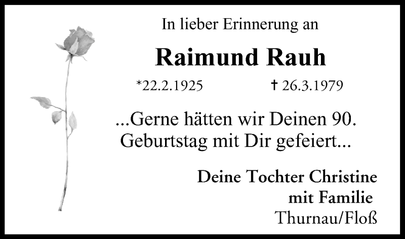  Traueranzeige für Raimund Rauh vom 21.02.2015 aus MGO