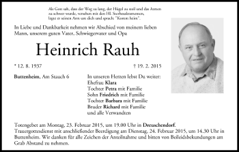 Anzeige von Heinrich Rauh von MGO