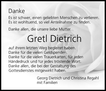 Anzeige von Gretl Dietrich von MGO