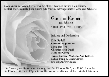 Anzeige von Gudrun Kasper von MGO