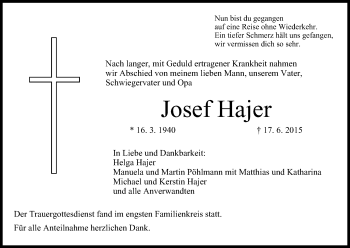 Anzeige von Josef Hajer von MGO