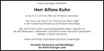 Anzeige von Alfons Kuhn von MGO
