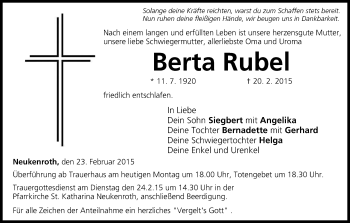 Anzeige von Berta Rubel von MGO