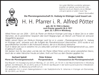Anzeige von Alfred Pötter von MGO