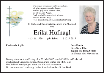 Anzeige von Erika Hufnagl von MGO