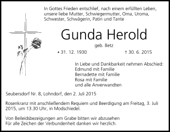 Anzeige von Gunda Herold von MGO