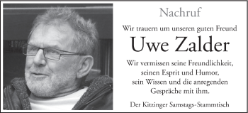 Anzeige von Uwe Zalder von MGO