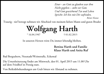Anzeige von Wolfgang Harth von MGO