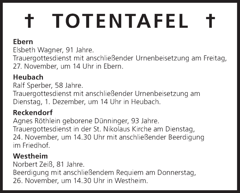  Traueranzeige für Totentafel vom 24.11.2015 vom 24.11.2015 aus MGO