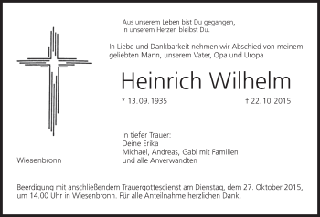 Anzeige von Heinrich Wilhelm von MGO