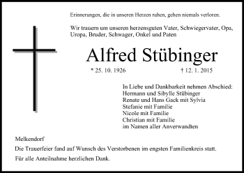 Anzeige von Alfred Stübinger von MGO