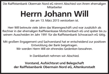 Anzeige von Johann Will von MGO