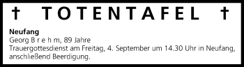 Anzeige von Totentafel vom 03.09.2015 von MGO