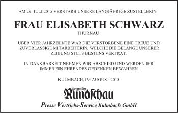 Anzeige von Elisabeth Schwarz von MGO