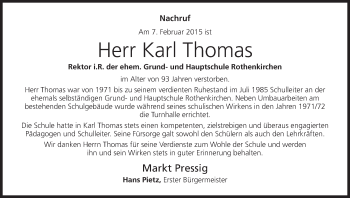 Anzeige von Karl Thomas von MGO