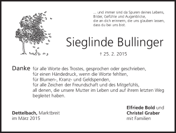 Anzeige von Sieglinde Bullinger von MGO