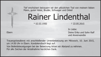 Anzeige von Rainer Lindenthal von MGO