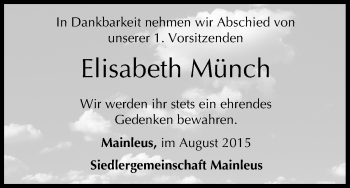 Anzeige von Elisabeth Münch von MGO