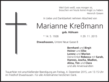 Anzeige von Marianne Kreßmann von MGO