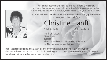 Anzeige von Christine Hanft von MGO