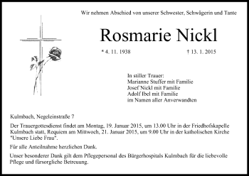 Anzeige von Rosmarie Nickl von MGO