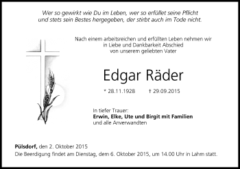 Anzeige von Edgar Räder von MGO