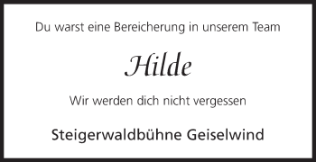 Anzeige von Hilde  von MGO