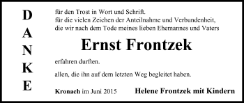 Anzeige von Ernst Frontzek von MGO