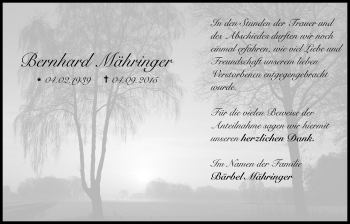 Anzeige von Bernhard Mähringer von MGO