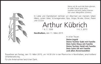 Anzeige von Arthur Kübrich von MGO