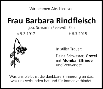 Anzeige von Barbara Rindfleisch von MGO