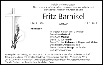 Anzeige von Fritz Barnikel von MGO
