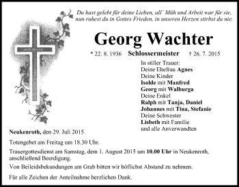 Anzeige von Georg Wachter von MGO