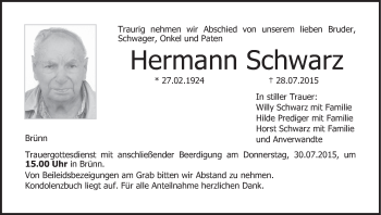 Anzeige von Hermann Schwarz von MGO