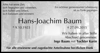 Anzeige von Hans-Joachim Baum von MGO